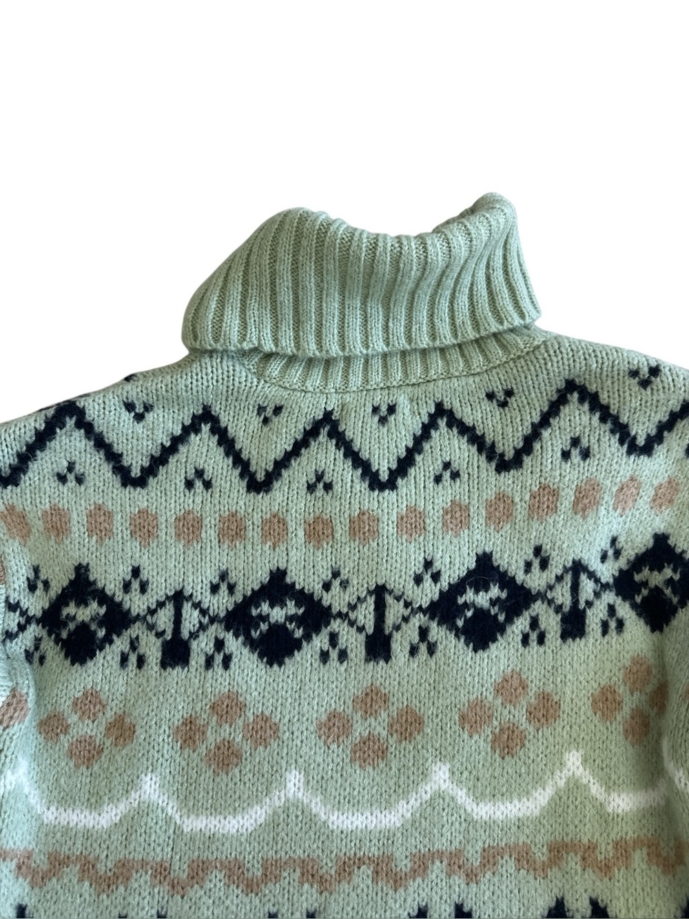 Anthropologie Fair Isle Oversized Turtleneck Sweater in Green - Picture 9 of 12